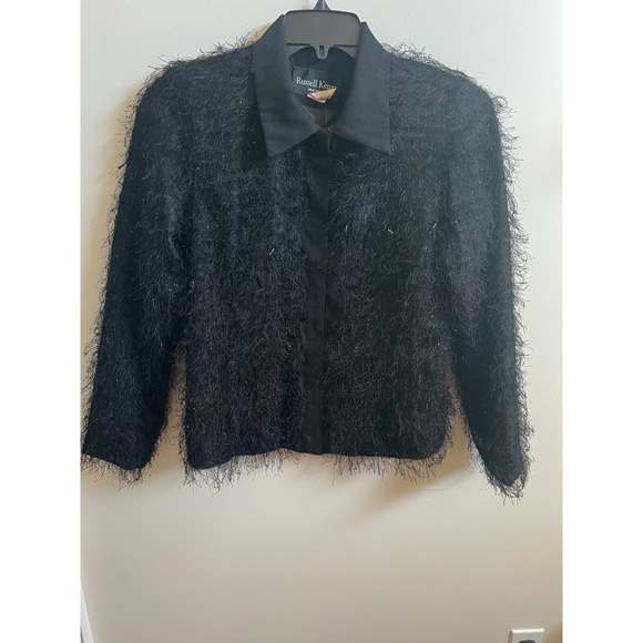 Russell Kemp Jackets & Blazers - Vintage 90s‎ Russell Kemp New York Black Fringe Textured Jacket Blazer Women 10